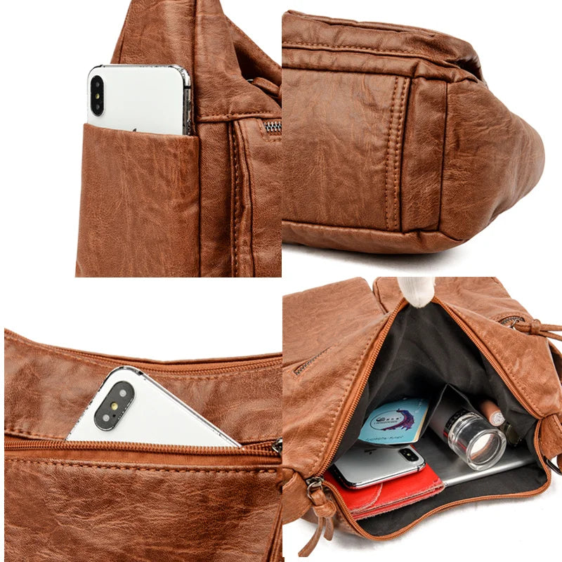 Soft Leather Shoulder Bags for Women Large Capacity Handbags Crossbody