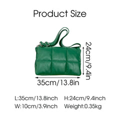 Quilted Nylon Shoulder Bag for Women with Fluffy Weave - Space Pad Design