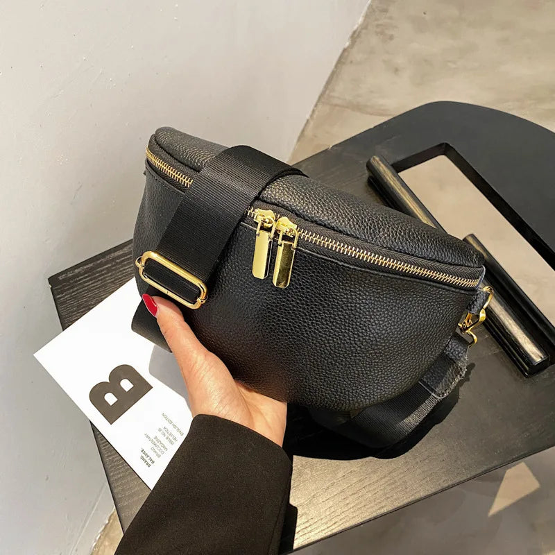 Soft Leather Vintage Woman Chest Crossbody Bag