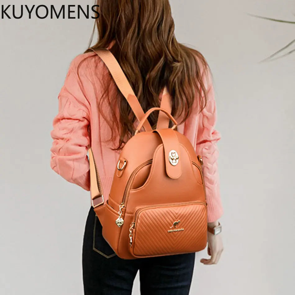 Soft Leather Women Backpacks Purse Travel Shoulder Bags