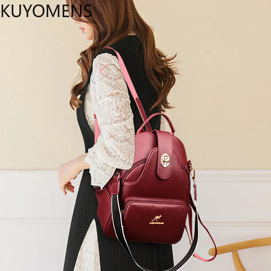 Soft Leather Women Backpacks Purse Travel Shoulder Bags