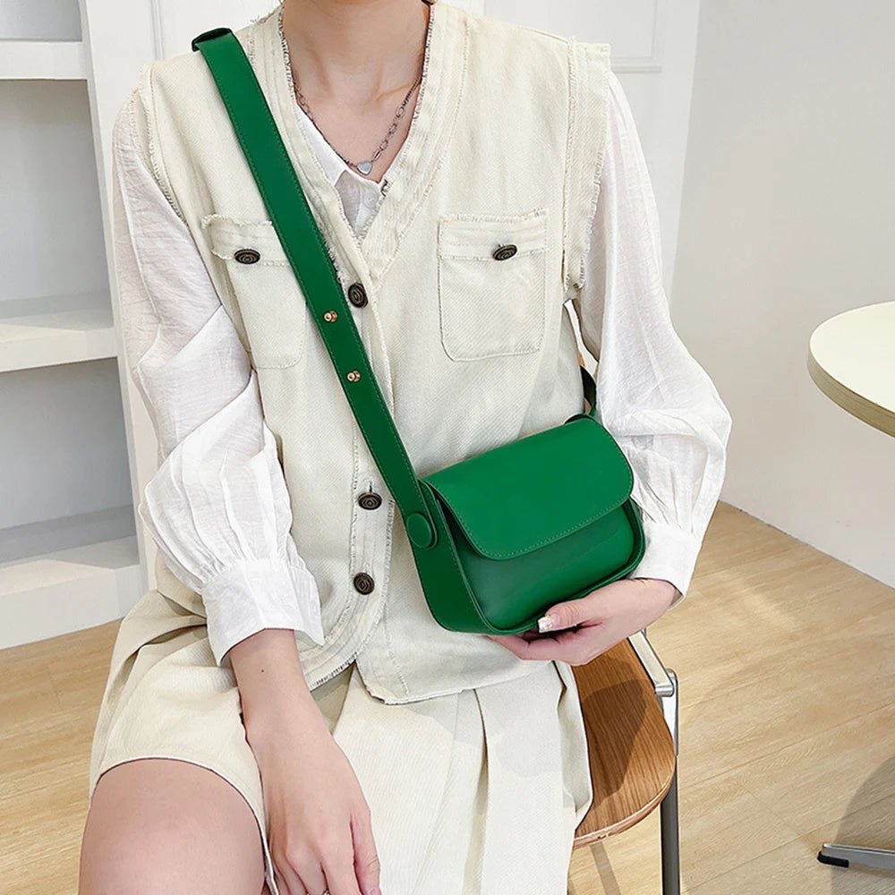 Women Leather Shoulder Crossbody Bag Lady Red Solid