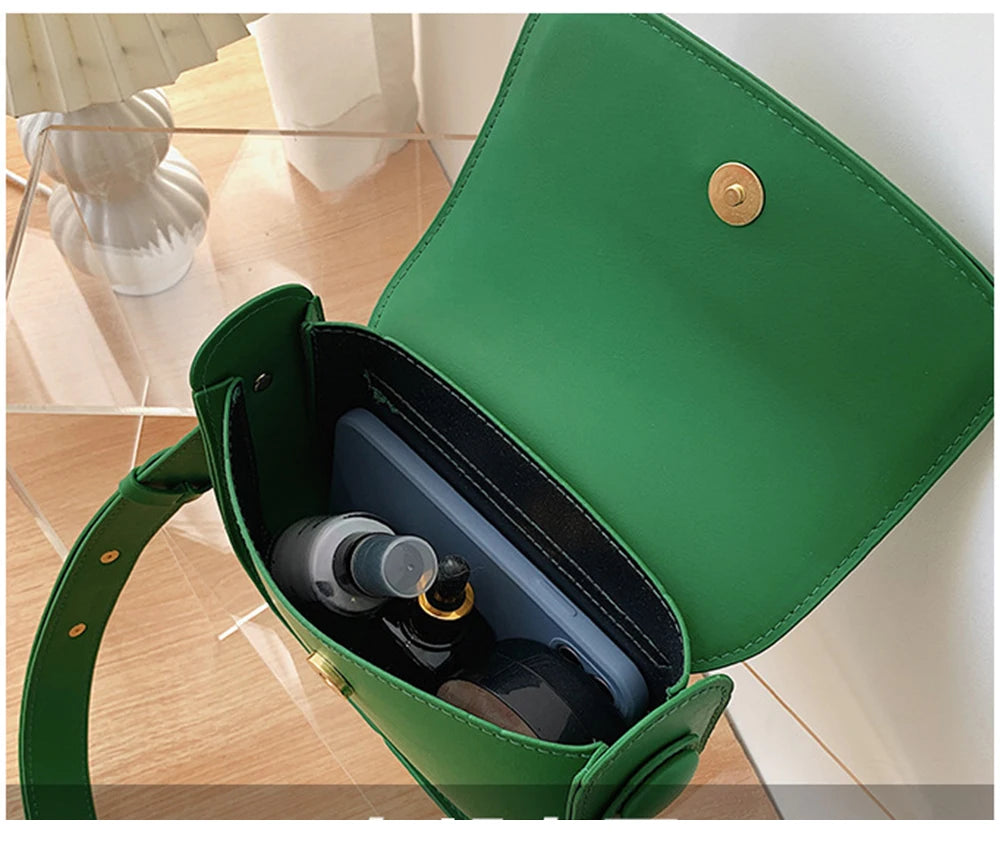 Women Leather Shoulder Crossbody Bag Lady Red Solid