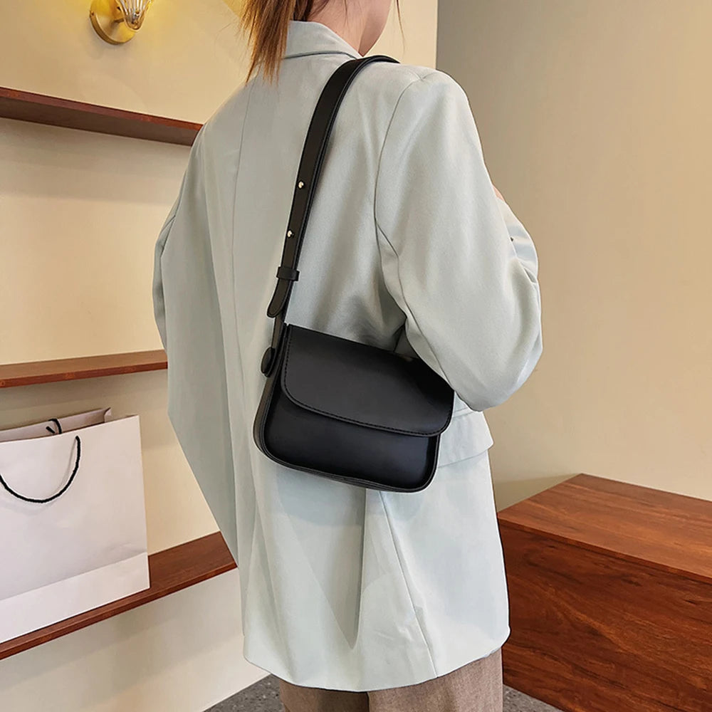 Women Leather Shoulder Crossbody Bag Lady Red Solid