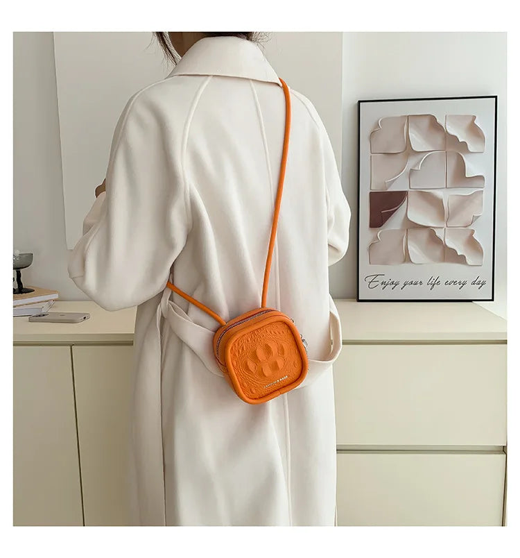 Women PU Leather Crossbody Bag Tassel Square Mini Messenger Bag