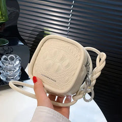 Women PU Leather Crossbody Bag Tassel Square Mini Messenger Bag