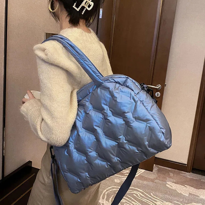 Winter Warm Down Shoulder Bag Large Capacity Shopping Crossbody Tote