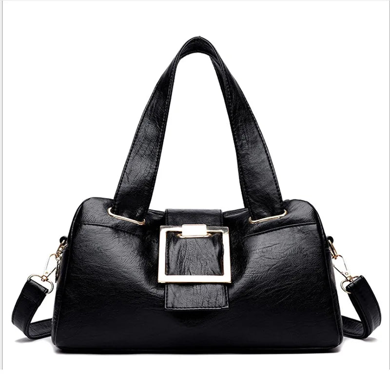 Women PU Leather Handbags Large Capacity Tote Shoulder Bag