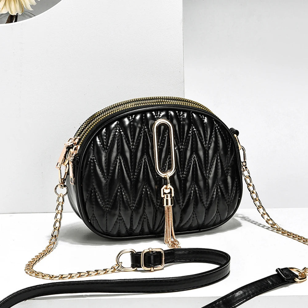 Women Shoulder Bag Tassel Chain Large Capacity Crossbody Chest Bag