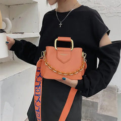 Women's Bucket Bag with Thick Chain Shoulder Strap