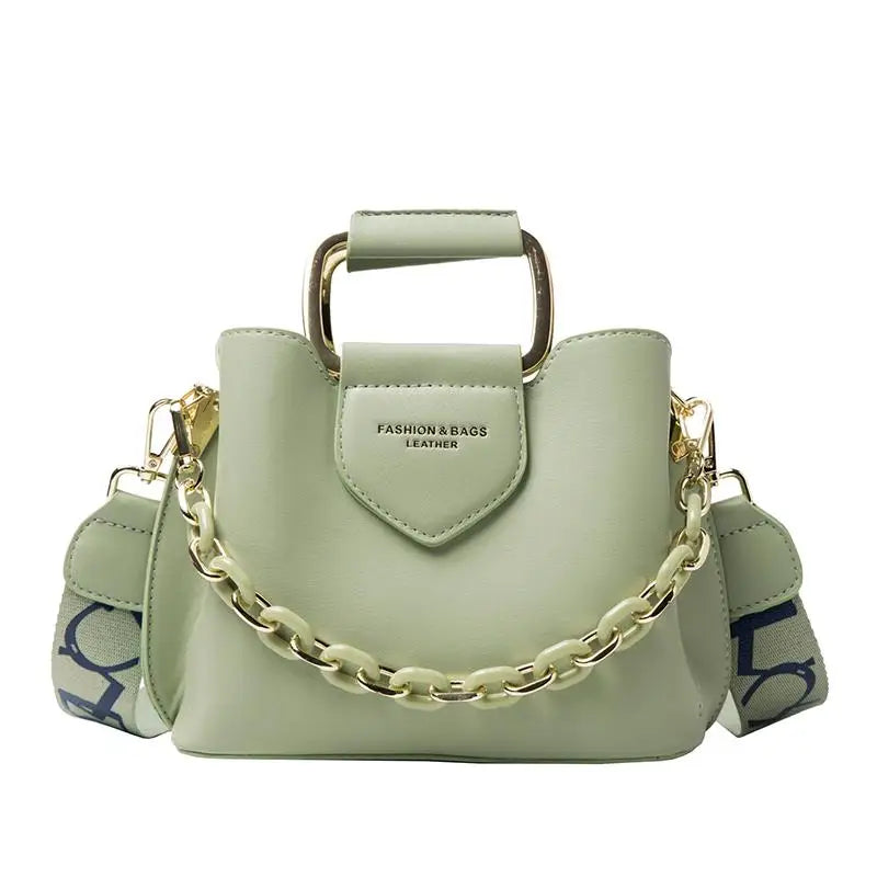 Women's Bucket Bag with Thick Chain Shoulder Strap