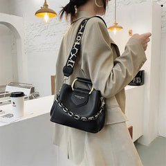 Women's Bucket Bag with Thick Chain Shoulder Strap