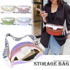 Women's Leather Chest Bag Chain Shoulder Crossbody Handbag