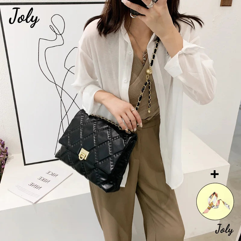 Quilted Chain Strap Shoulder Bag for Women
