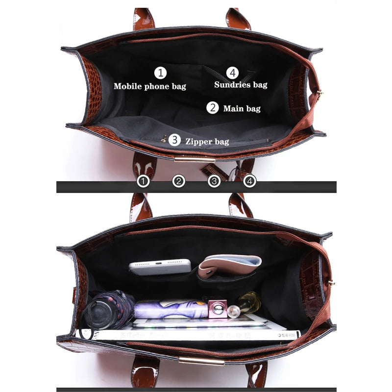 Crocodile Pattern Shoulder Bag PU Leather Woman Crossbody Handbag