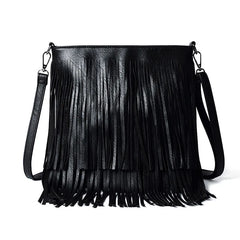 Fashionable Tassel Women's Bag PU Material Shoulder Bag Retro Style