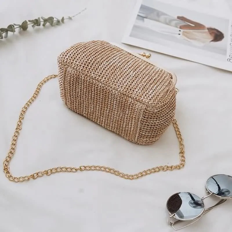 Luxy Moon Straw Clutch Tote Vintage Women Evening Bag