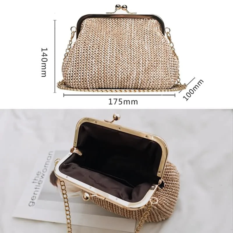 Luxy Moon Straw Clutch Tote Vintage Women Evening Bag