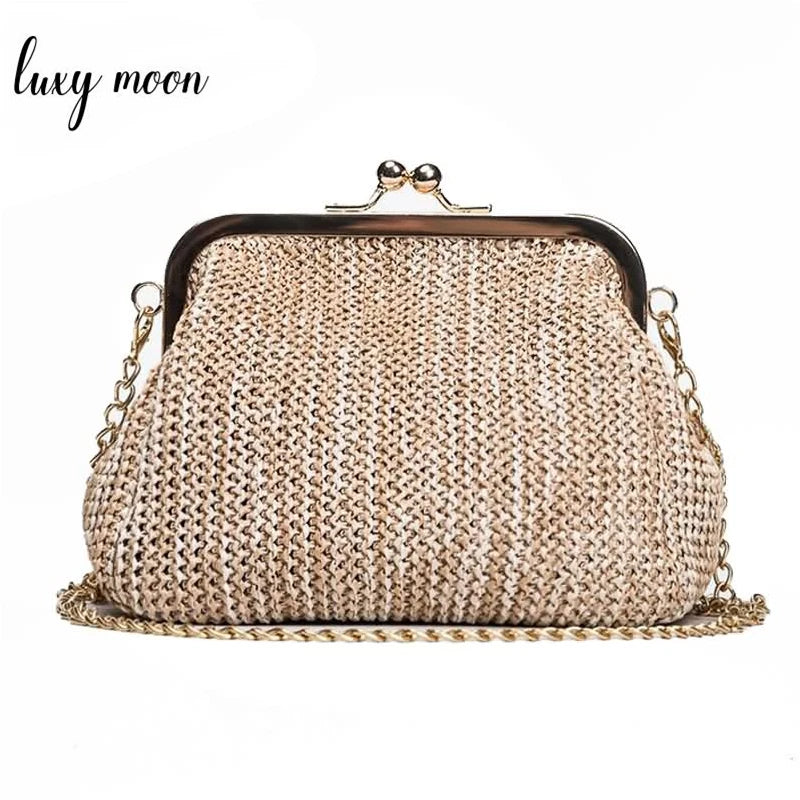 Luxy Moon Straw Clutch Tote Vintage Women Evening Bag