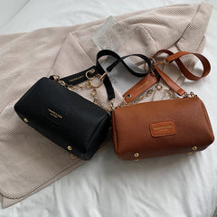 Lychee Shoulder Bag for Women PU Leather Solid Small Handbag