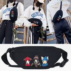 Lying Dog Print Waist Bag Sport Sundries Bag Running Multipurpose Travel