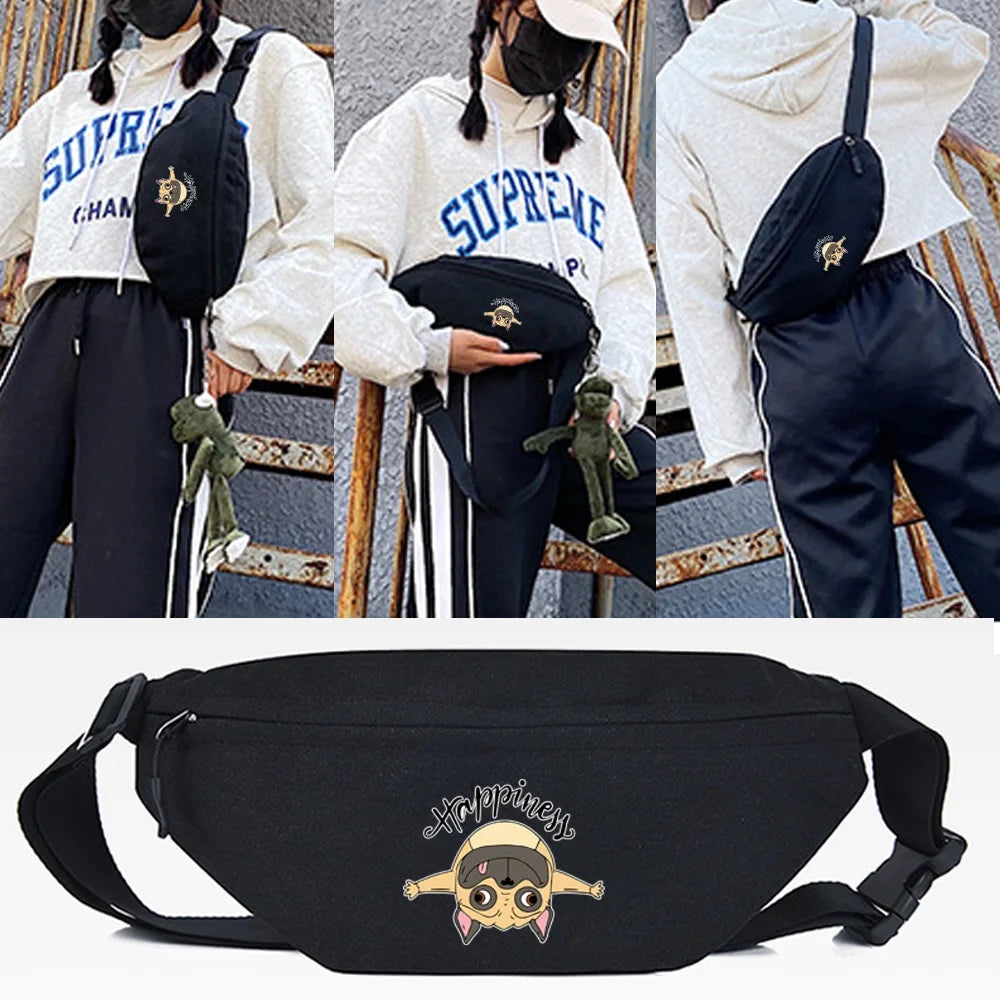 Lying Dog Print Waist Bag Sport Sundries Bag Running Multipurpose Travel