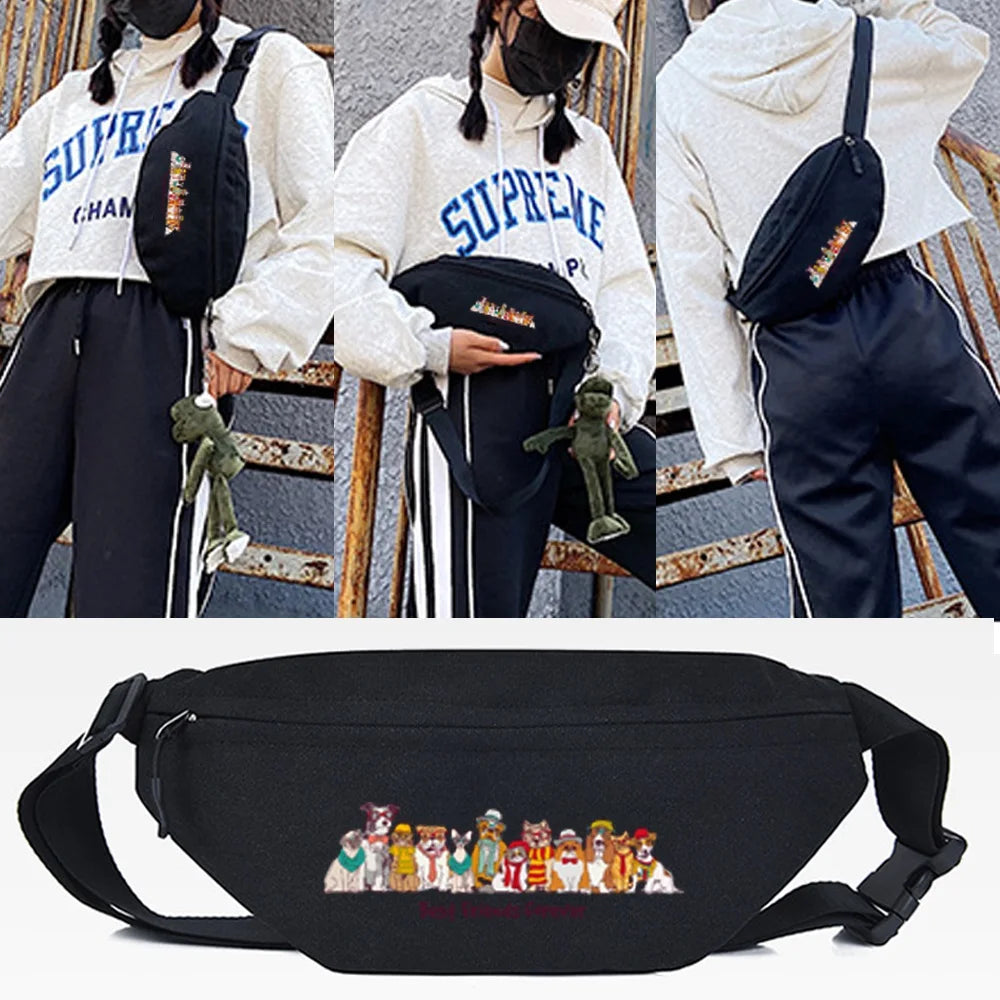 Lying Dog Print Waist Bag Sport Sundries Bag Running Multipurpose Travel