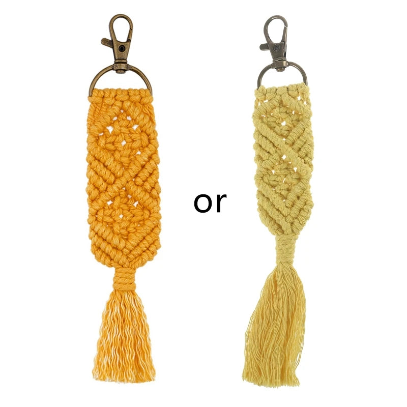 Boho Tassel Macrame Keychain for Women - Bag Charm Car Hanging