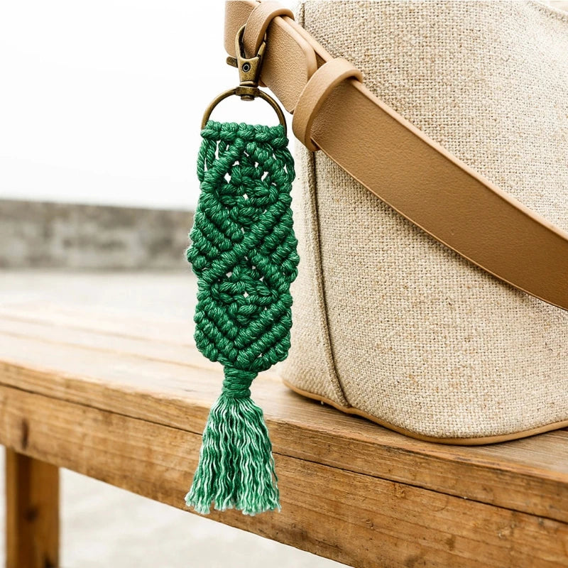 Boho Tassel Macrame Keychain for Women - Bag Charm Car Hanging