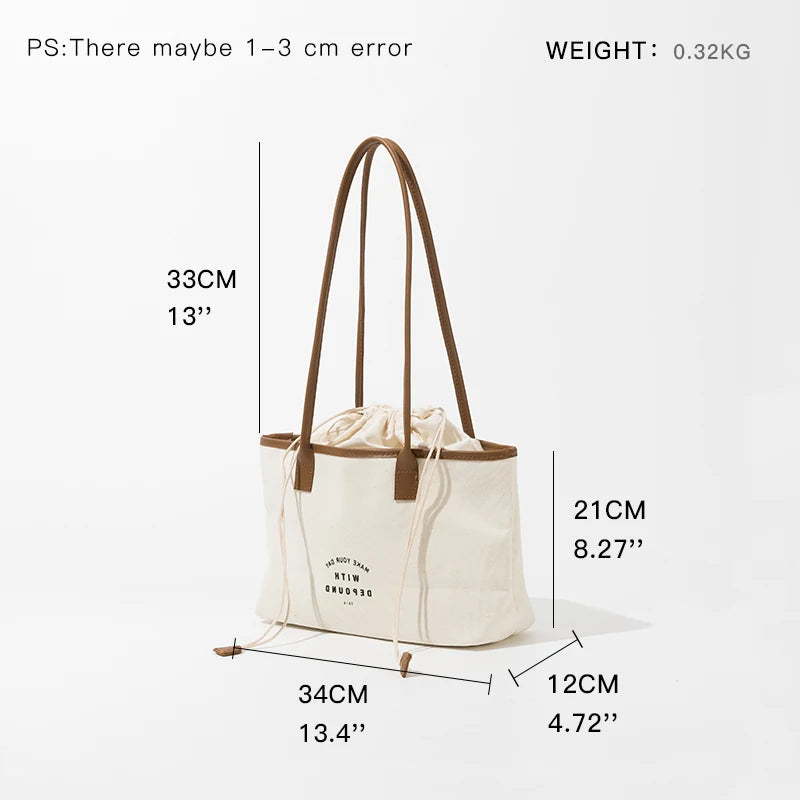 Eco Friendly Reusable Washable Canvas Tote Large Capacity Handbag