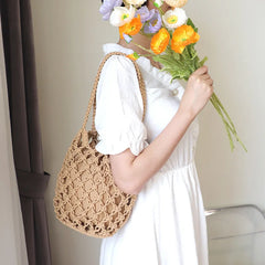 Handwoven Hollow Out Handbag Knitting Beach Shoulder Bag