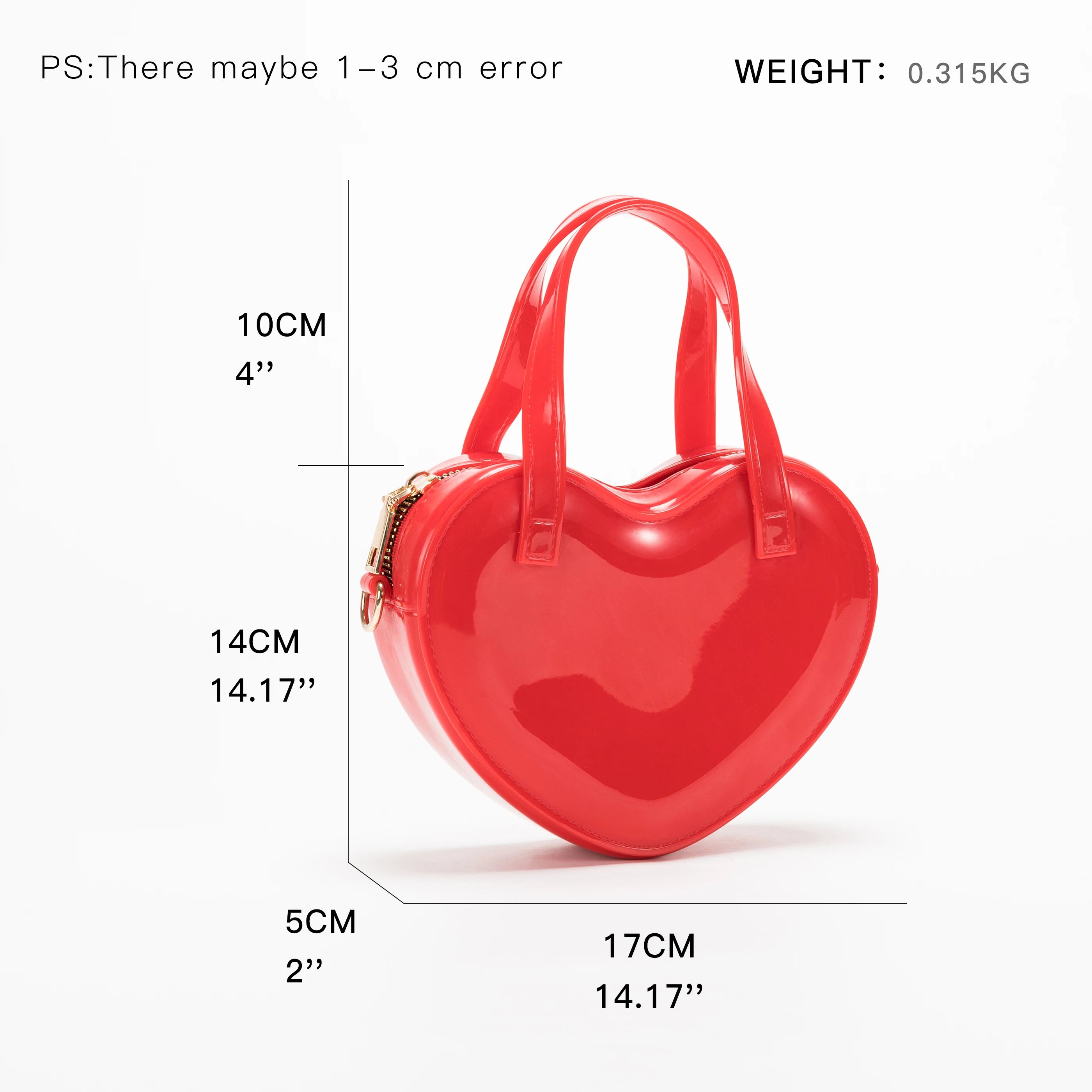 Waterproof Heart Shape PVC Tote Bag Top Handle Handbag