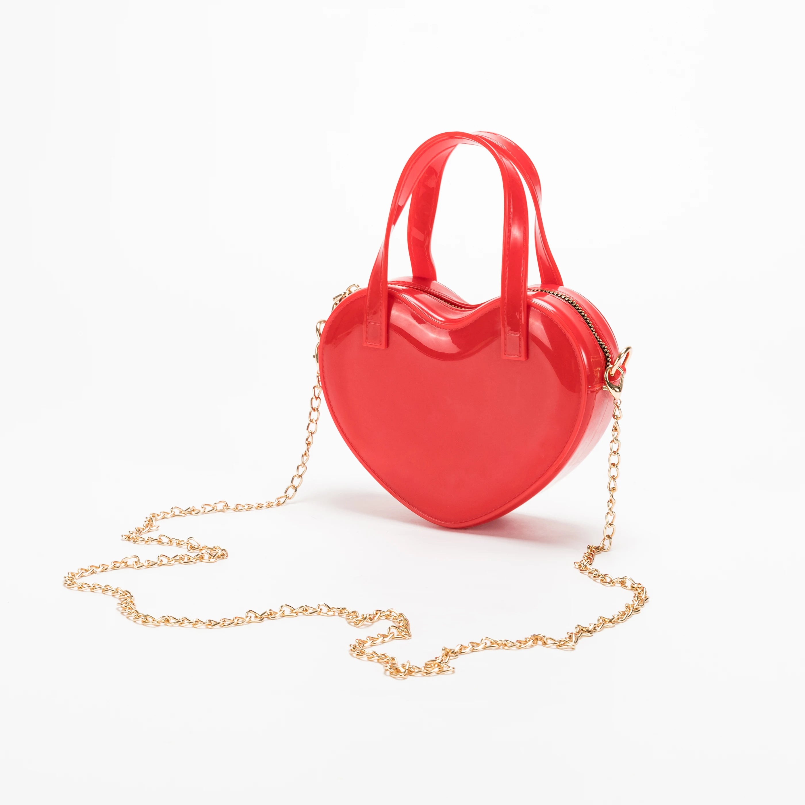 Waterproof Heart Shape PVC Tote Bag Top Handle Handbag
