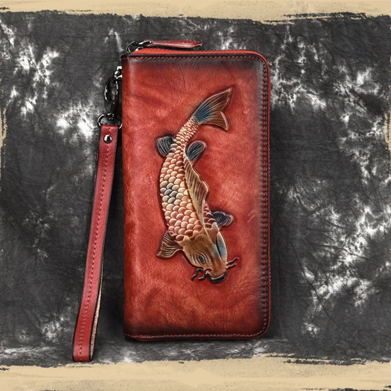 High End Women Long Wallet with Wrist Band Zipper Purse