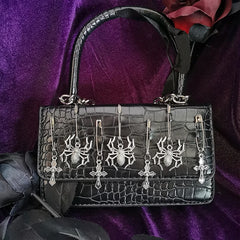 MBTI Halloween Gothic Shoulder Bag Women Metal Punk Rock Small Handbag