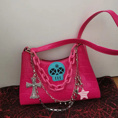 Y2k Cross Punk Shoulder Bag Pink Handbag