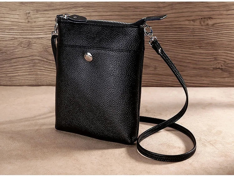 Solid Cow Leather Crossbody Bag for Women
