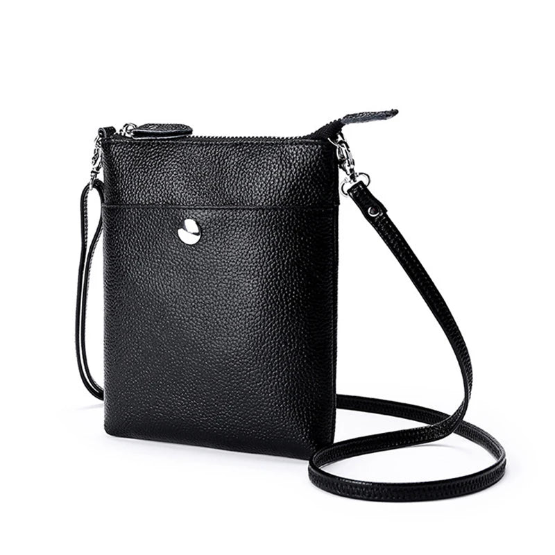 Solid Cow Leather Crossbody Bag for Women