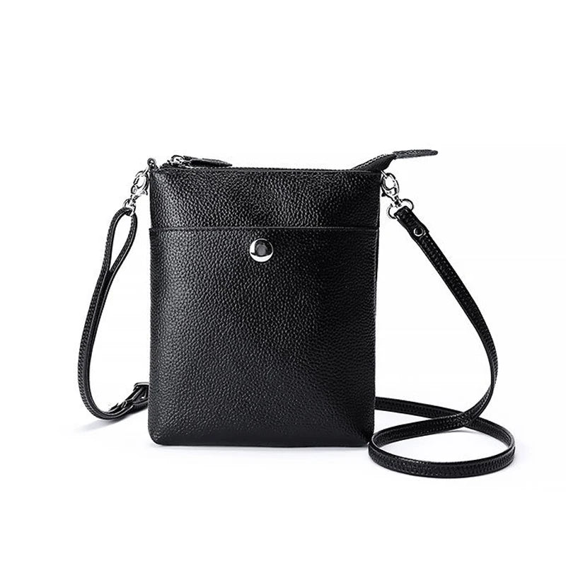 Solid Cow Leather Crossbody Bag for Women