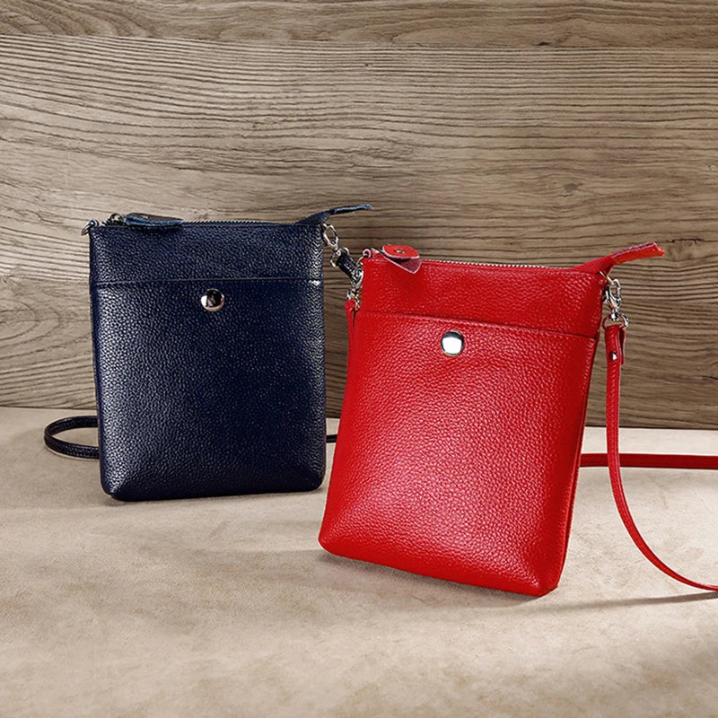 Solid Cow Leather Crossbody Bag for Women