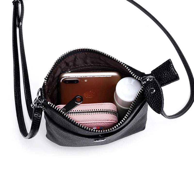 Solid Cow Leather Crossbody Bag for Women