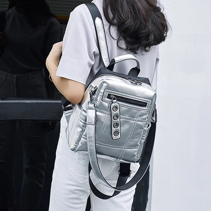 Glitter Backpack Women Shoulder Bag Teenage Girls School Bag