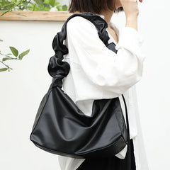 Women Shoulder Bag PU Leather Crossbody Messenger Ruffled Handbag