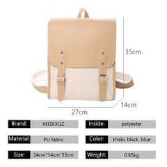 Vintage Women Backpack Leather Nylon School Bag for Teenage Girl