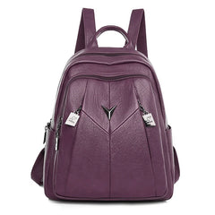Casual Women Leather Backpack Large Capacity School Bag Girls Travel Backpack