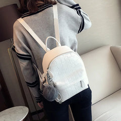 Mini PU Leather Backpacks Women School Bag Female Pack Stone Grain Bookbag
