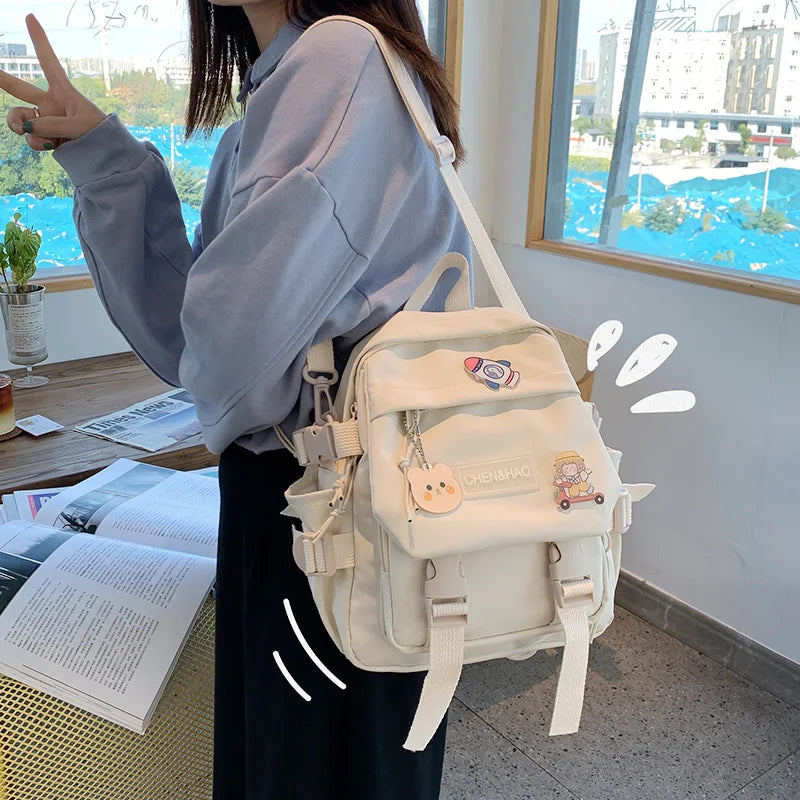 Japanese Y2K Teen Girls School Bags Waterproof Nylon Casual Girl's Shopping Back