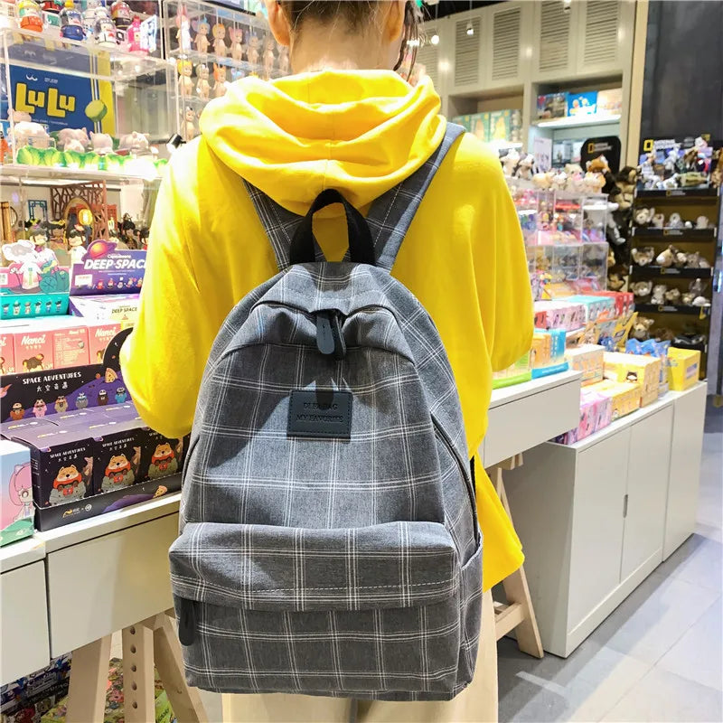 Lattice Girl College School Bags for Teenage Casual Preppy Style Backpack