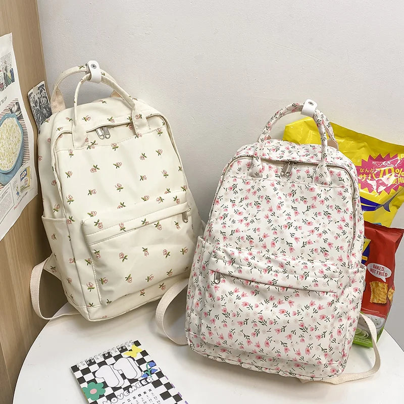 Spring Tulips Floral School Backpack Large Capacity