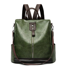 Vintage PU Leather Backpack Women Big Capacity Travel Backpack